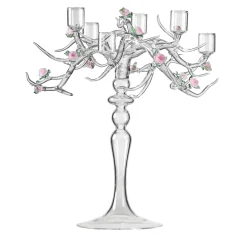 Candelabro Rose in Vetro con Finitura Trasparente