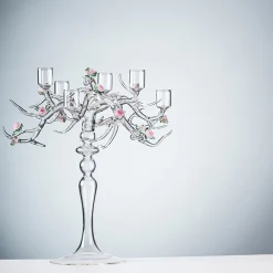 Candelabro Rose in Vetro con Finitura Trasparente