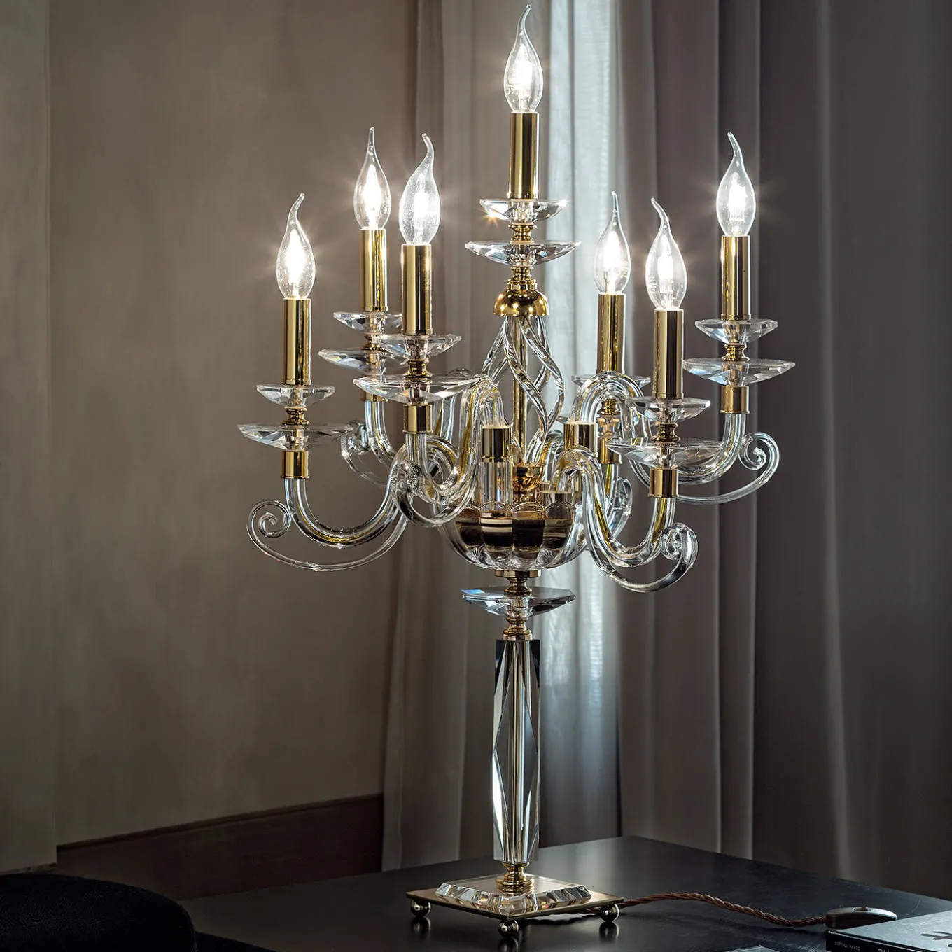 Candelabro trasparente Alicante 7 luci