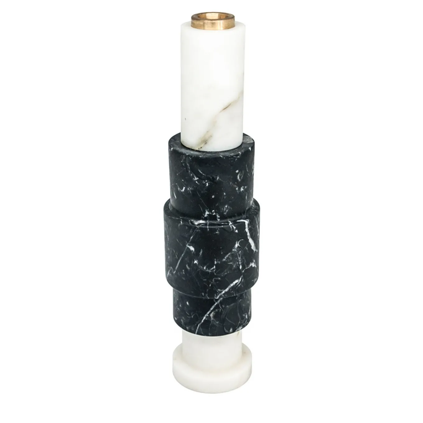 Candeliere alto in marmo bianco e nero di Jacopo Simonetti