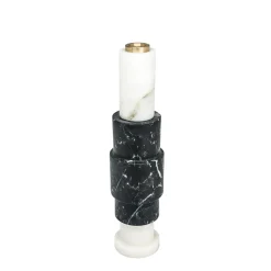 Candeliere alto in marmo bianco e nero di Jacopo Simonetti
