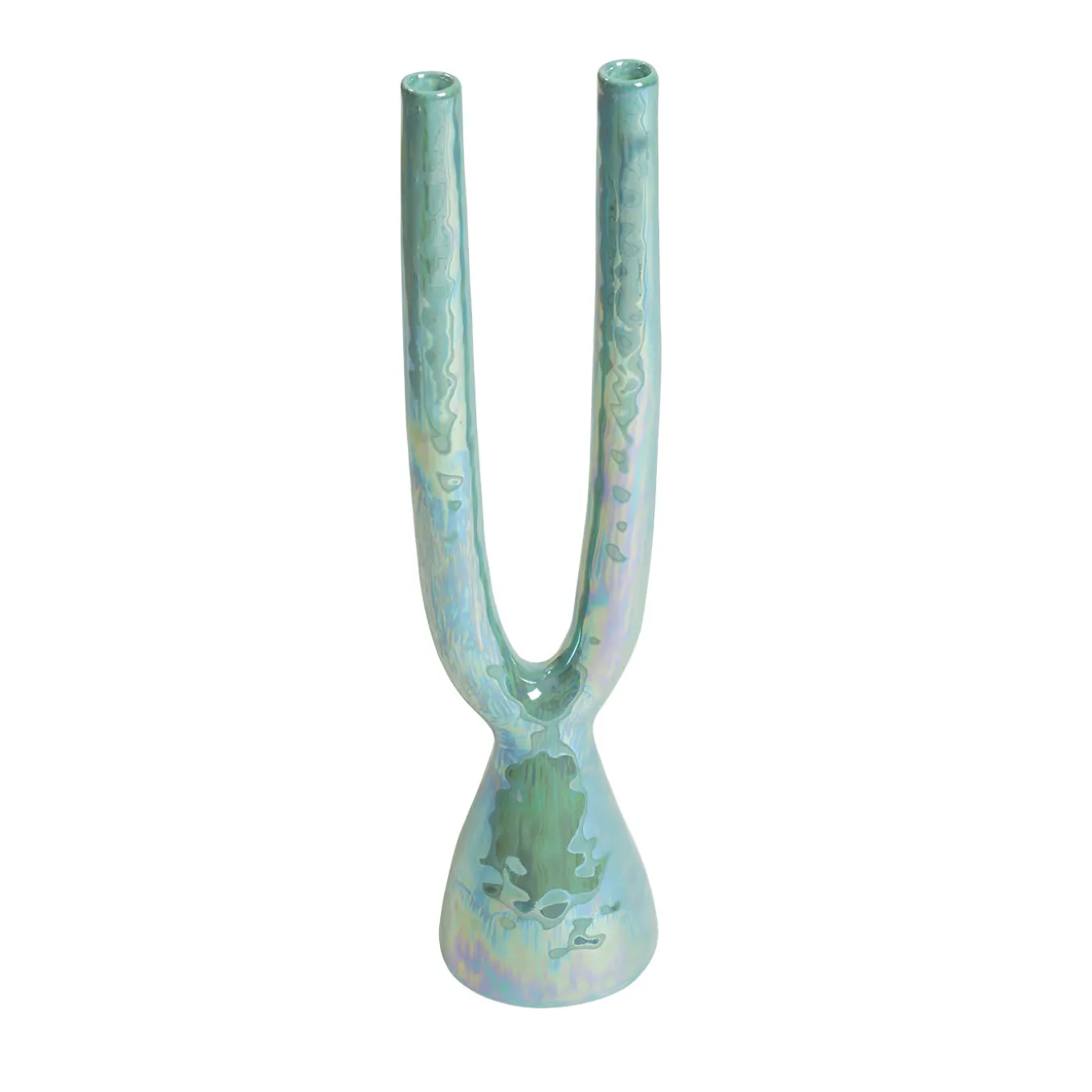 Candeliere doppio in ceramica Acqua