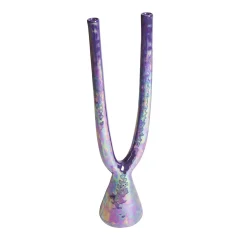 Candeliere doppio in ceramica viola