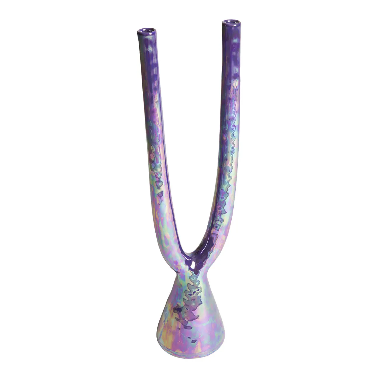 Candeliere doppio in ceramica viola