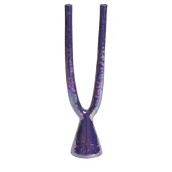 Candeliere doppio in ceramica viola