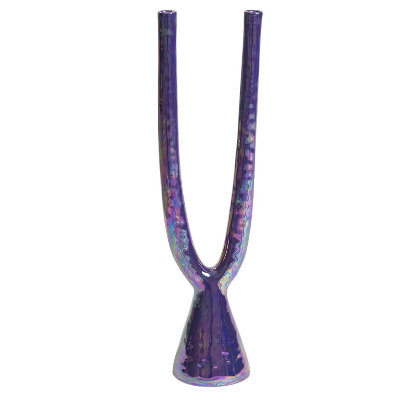 Candeliere doppio in ceramica viola