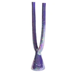 Candeliere doppio in ceramica viola