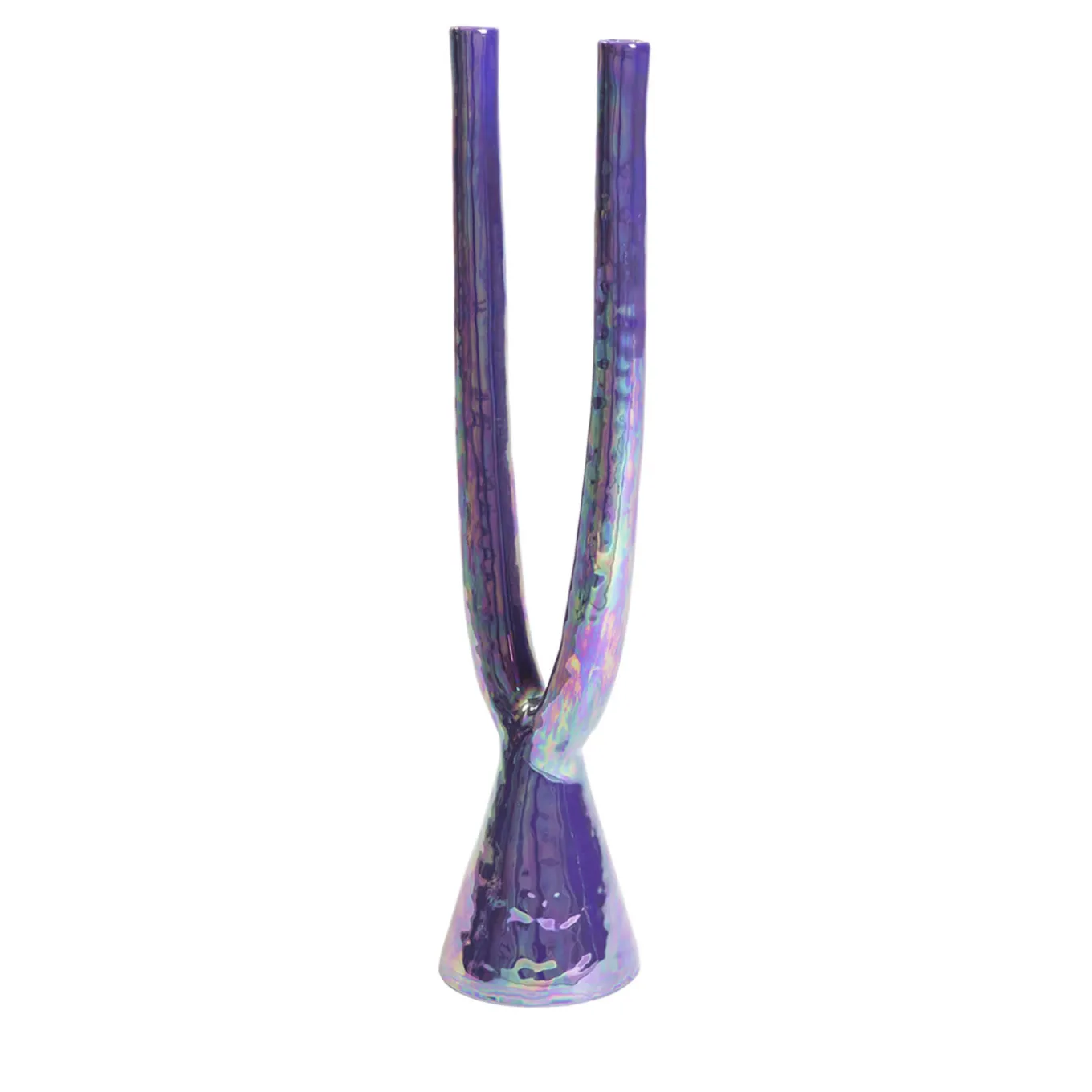 Candeliere doppio in ceramica viola