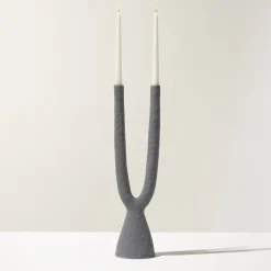 Candeliere Gamma in ceramica blu baltico opaco