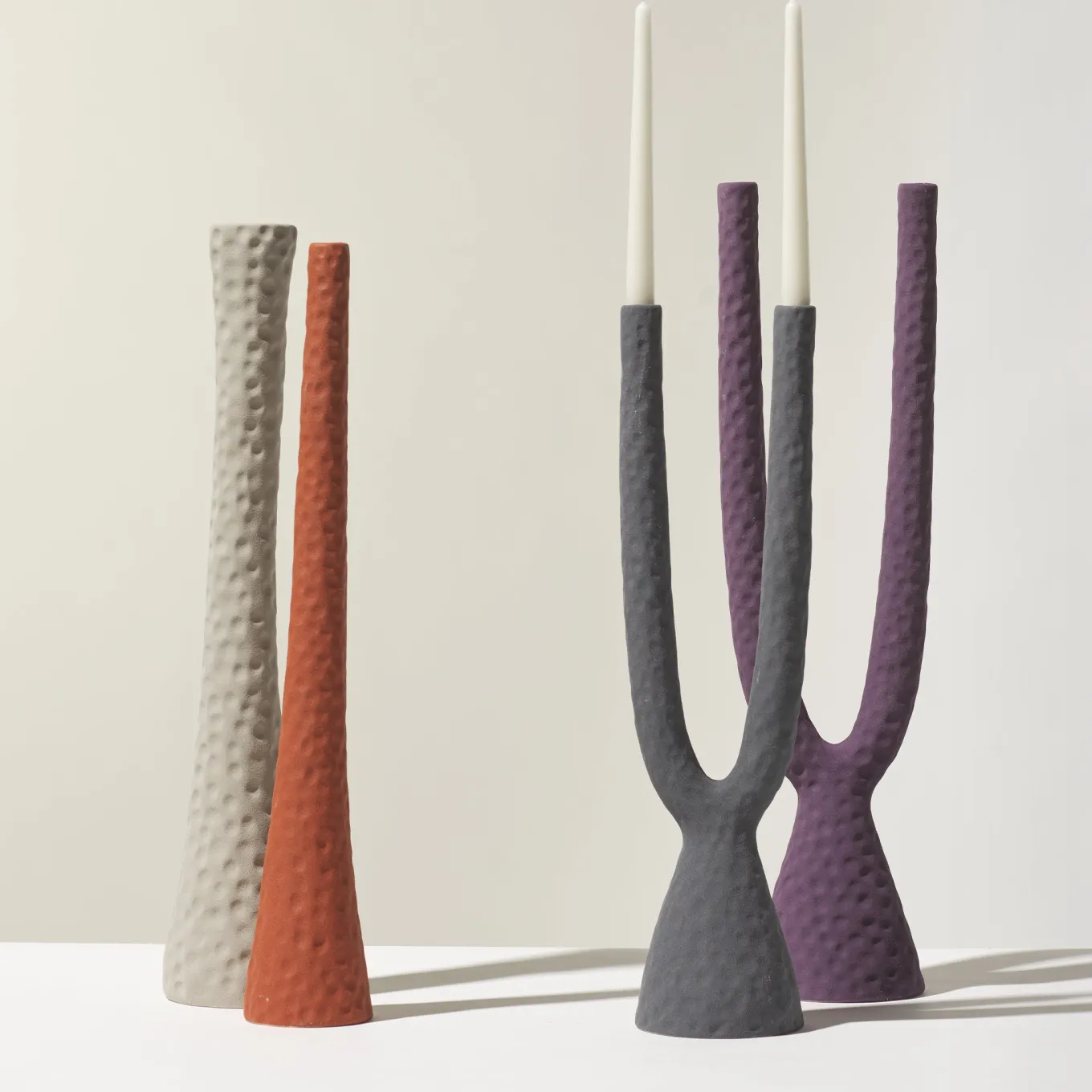 Candeliere Gamma in ceramica blu baltico opaco