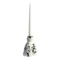 Candeliere in ceramica bianco e nero con 4 candele profumate