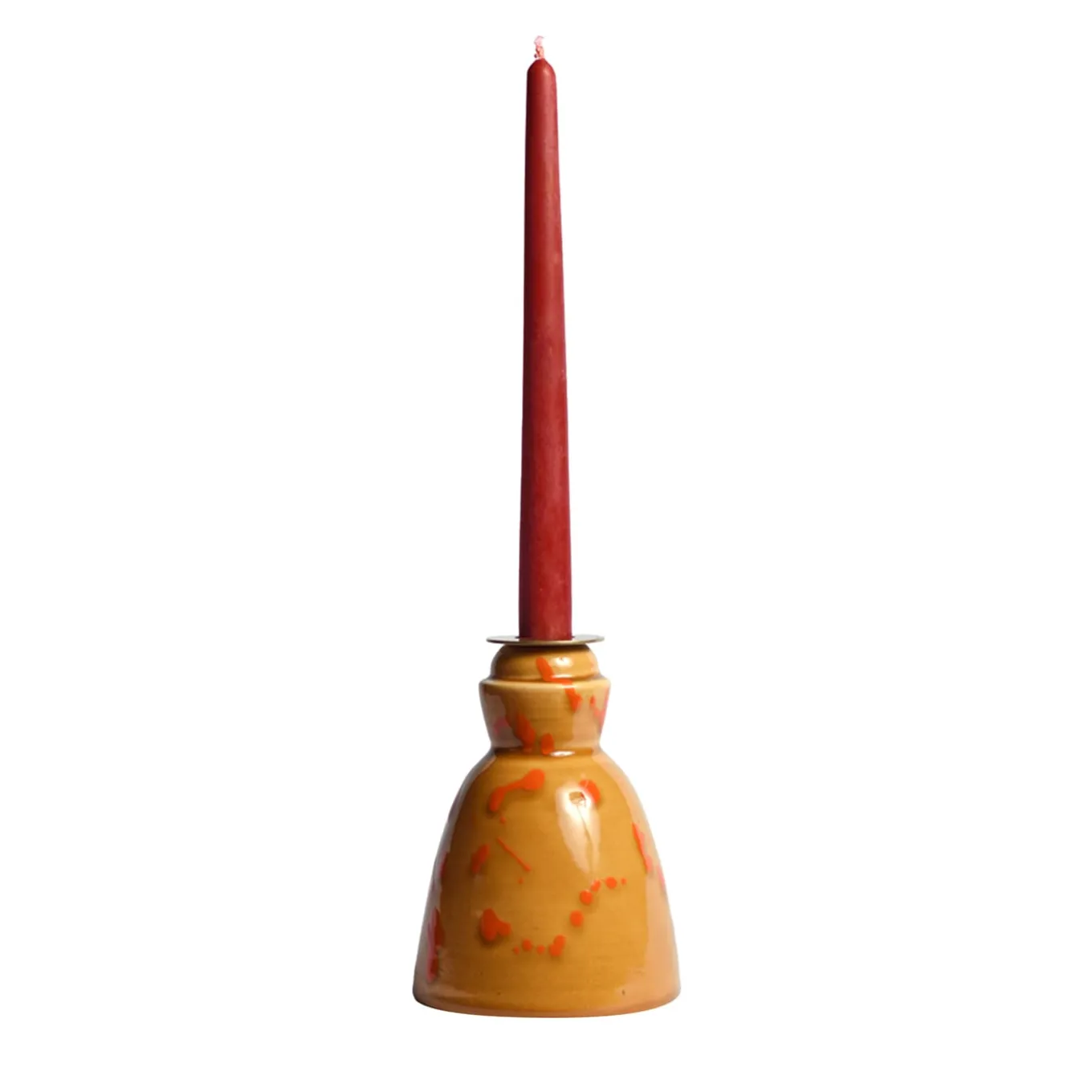 Candeliere in ceramica caramello con 4 candele profumate