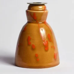 Candeliere in ceramica caramello con 4 candele profumate