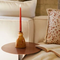 Candeliere in ceramica caramello con 4 candele profumate