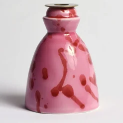 Candeliere in ceramica fucsia con 4 candele profumate