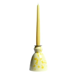 Candeliere in ceramica gialla con 4 candele profumate