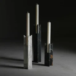 Candeliere Trinity L in marmo nero e oro