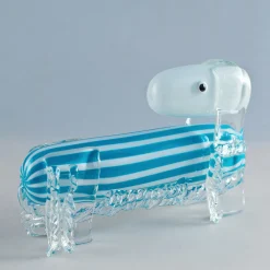 Cane a strisce scultura in vetro veneziano di Eliana Gerotto