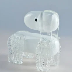Cane bianco, scultura in vetro veneziano di Eliana Gerotto