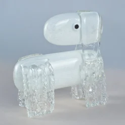 Cane bianco, scultura in vetro veneziano di Eliana Gerotto