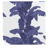 Carta da parati blu con foglie tropicali