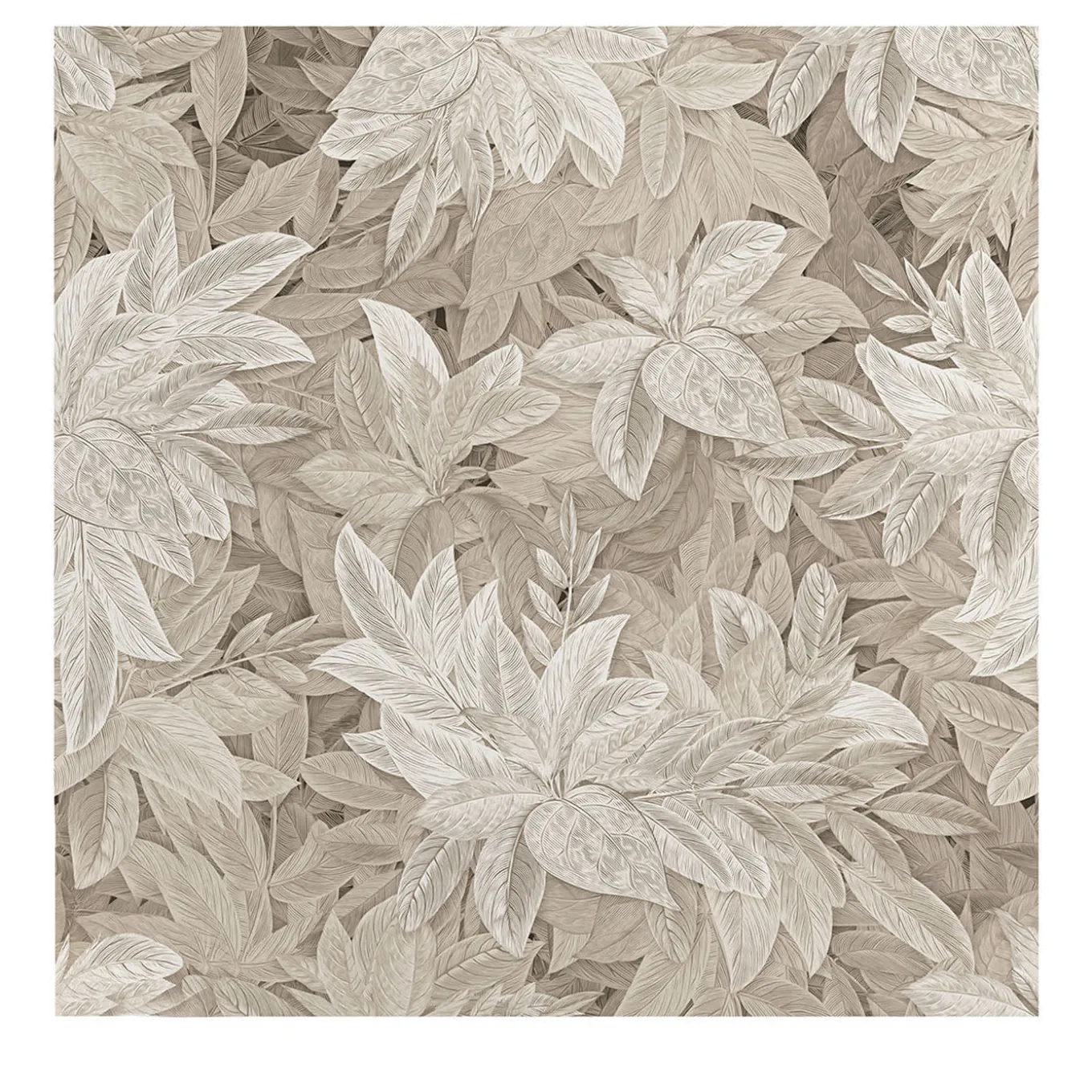 Carta da Parati Botanica con Foliage in Toni Neutri