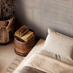 Carta da parati Chinoiserie beige e azzurro chiaro con elementi architettonici
