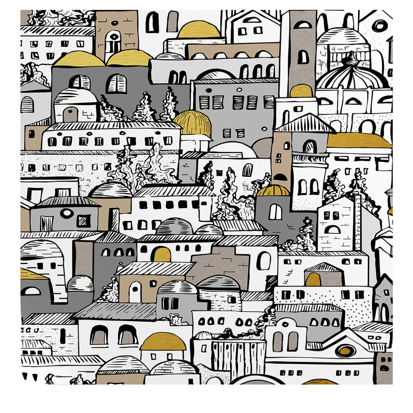 Carta da Parati DIY con Paesaggio Urbano Mediterraneo