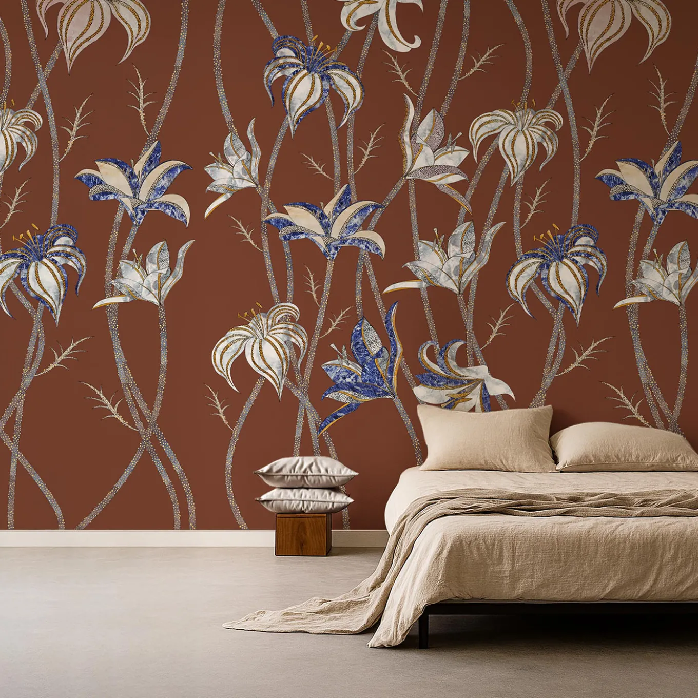 Carta da parati Fiori Terracotta di Marika Tardio