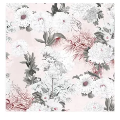 Carta da parati floreale romantica in tonalità blush
