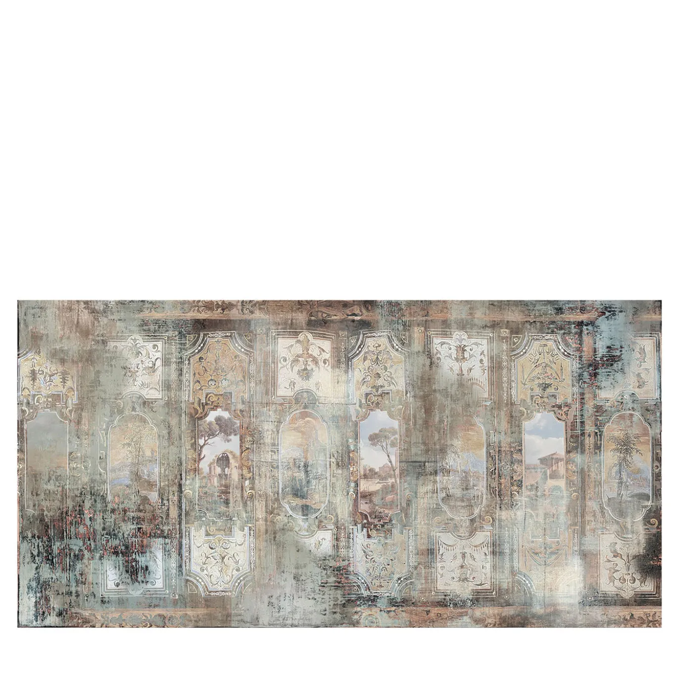 Carta da parati Grottesche con elementi architettonici multicolore