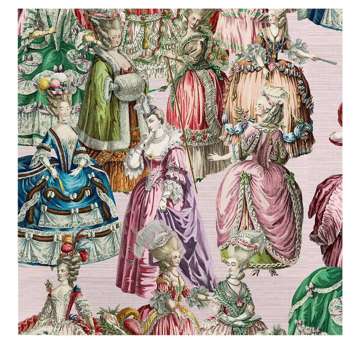 Carta da Parati Rococò Marie Antoinette con Abito d'Epoca