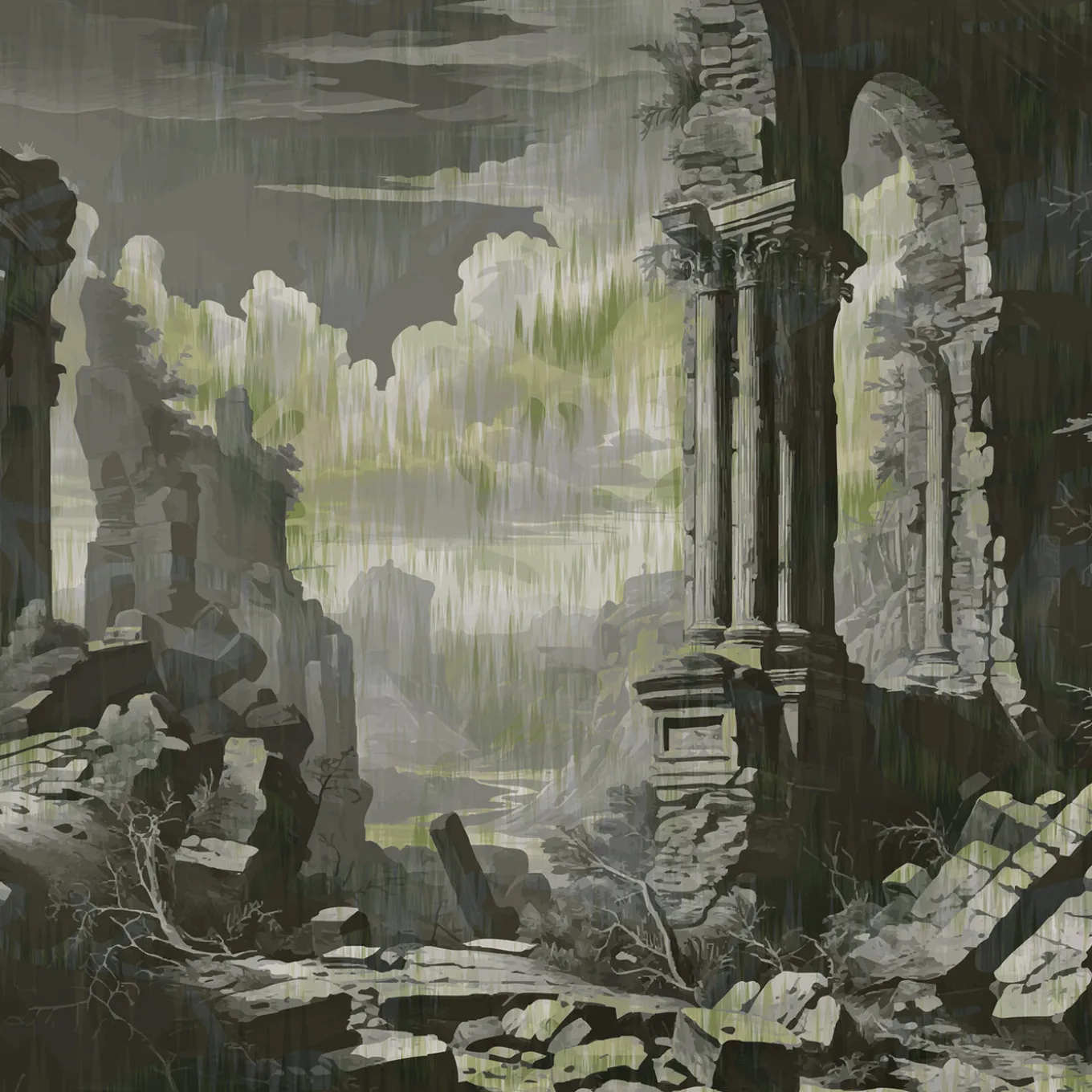 Carta da parati Storm of Stones and Shadows Two-Tones-Musk di Magnus Gjoen