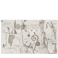Carta da parati testurizzata con decorazione greca beige