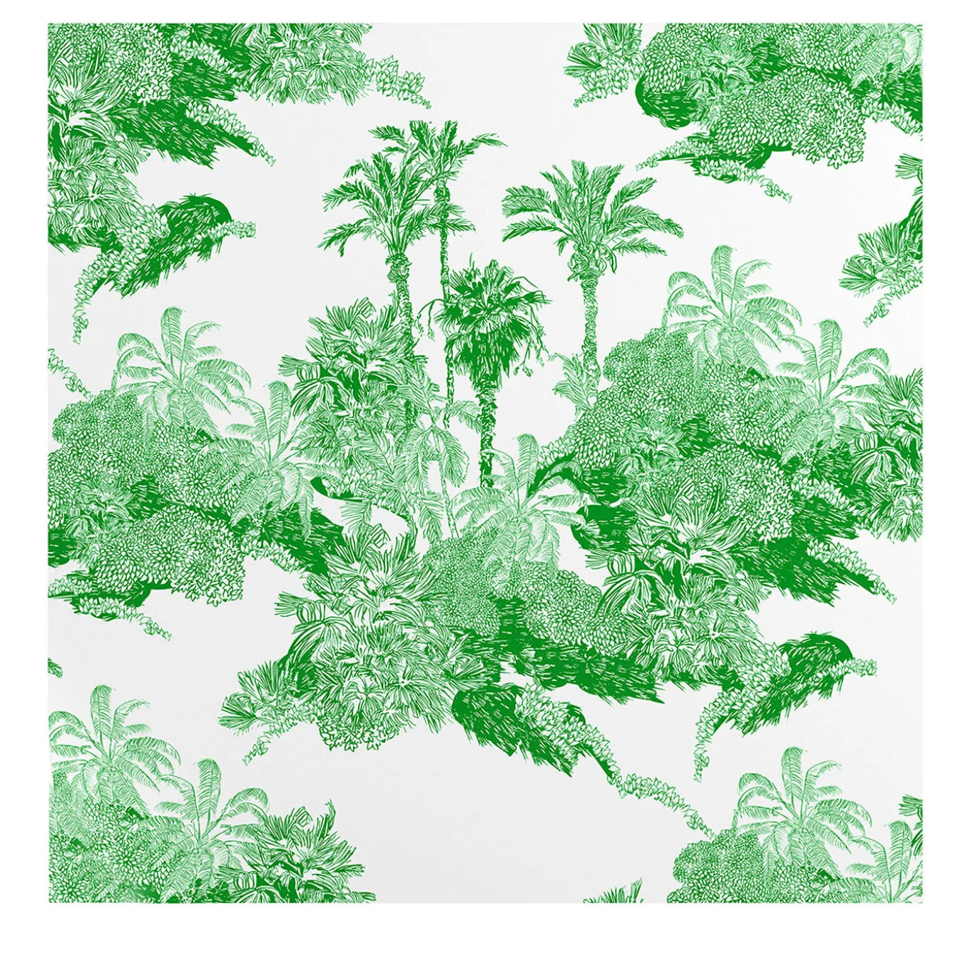 Carta da Parati Toile de Jouy Tropicale Verde
