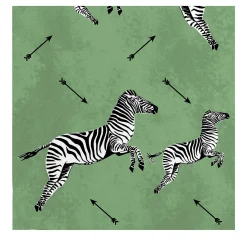 Carta da Parati Verde con Zebre Volanti