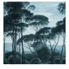 Carta da Parati Vintage con Alberi Blu