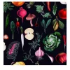 Carta da Parati Vintage Nera con Verdure per Cucina