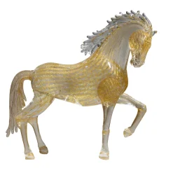 Cavallino rampante in vetro oro