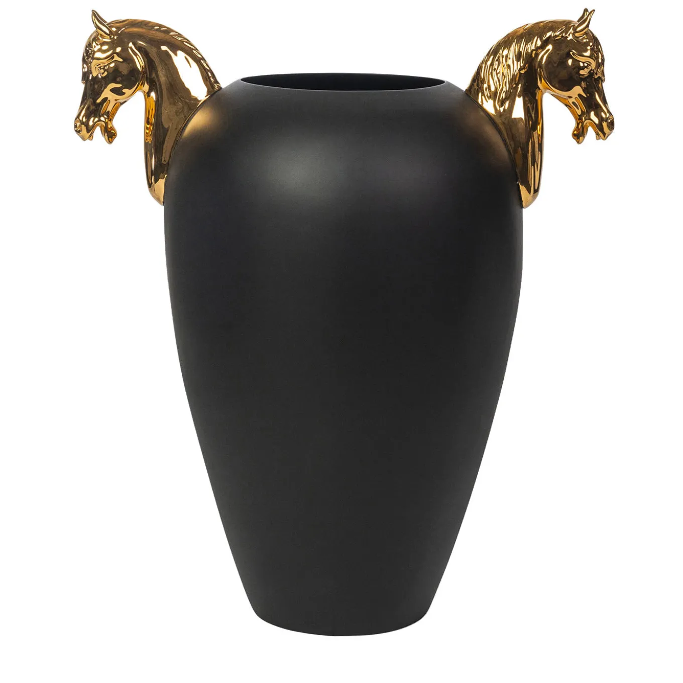 Cavallo Grande Vaso nero e oro lucido