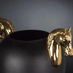 Cavallo Grande Vaso nero e oro lucido