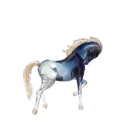 Cavallo rampante grande in vetro nero