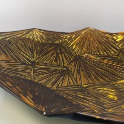 Centrotavola artistico in ambra e cristallo dorato