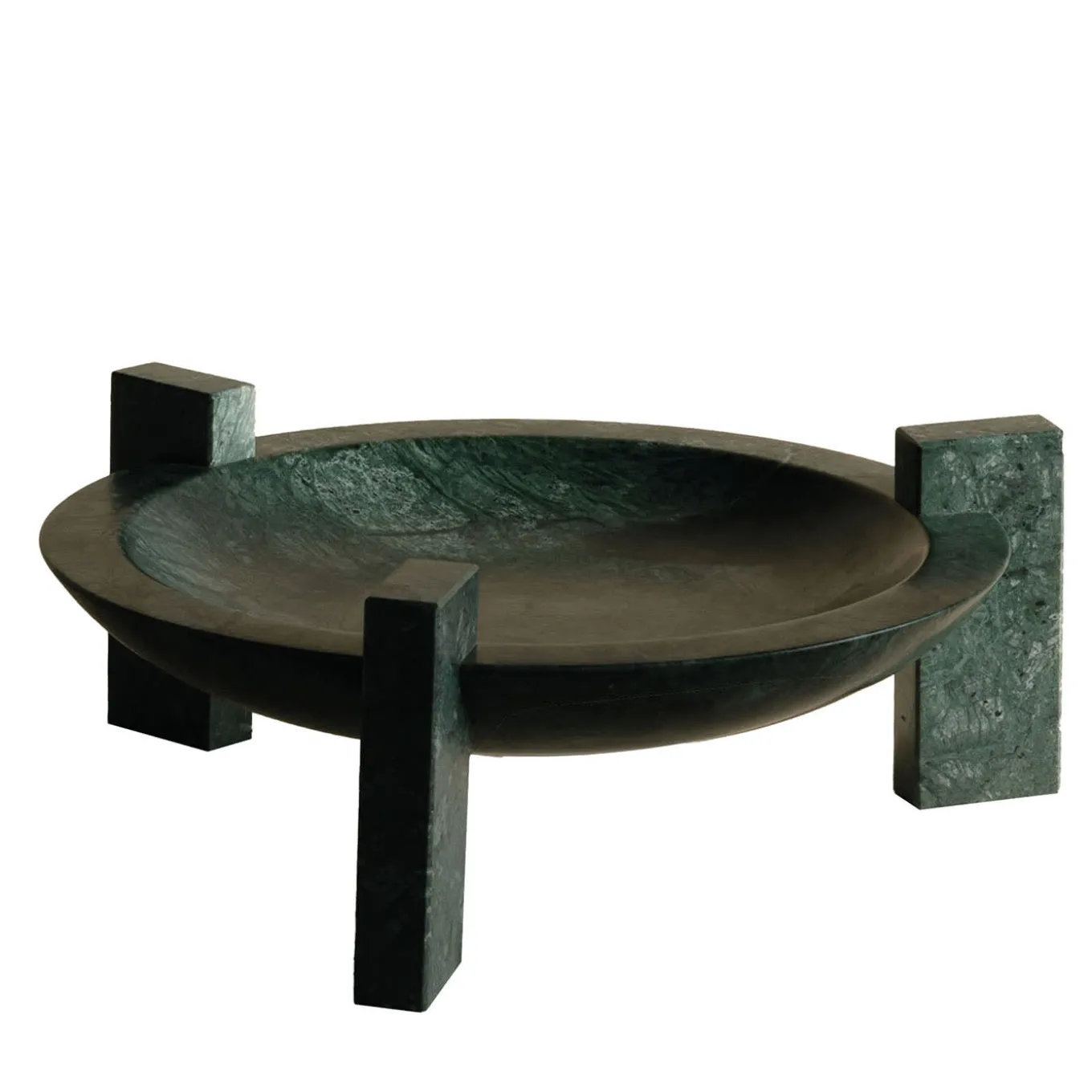 Centrotavola Block Stand Low in marmo verde