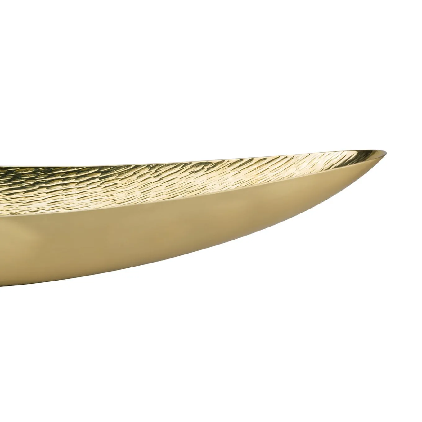 Centrotavola Canoa in ottone dorato e martellato