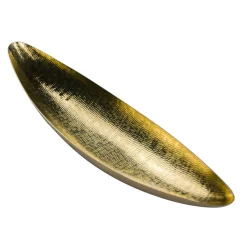 Centrotavola Canoa in ottone dorato e martellato