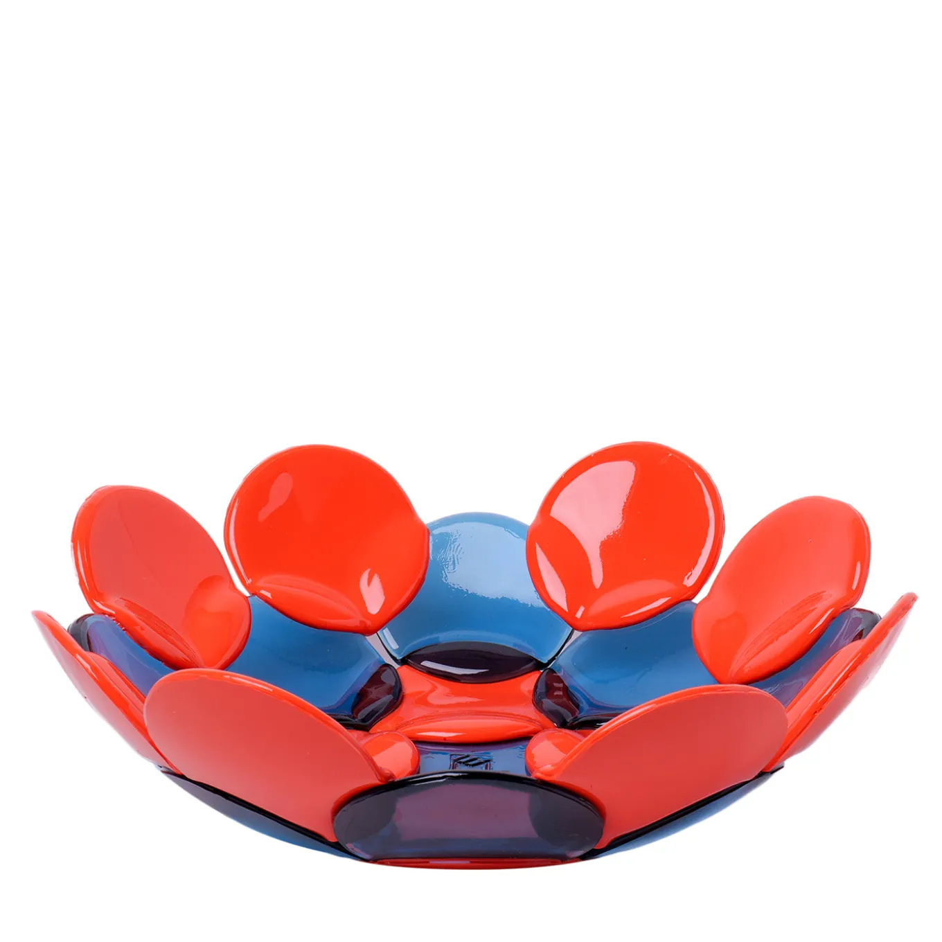 Centrotavola Circle Basket Grande Arancione e Blu di Enzo Mari