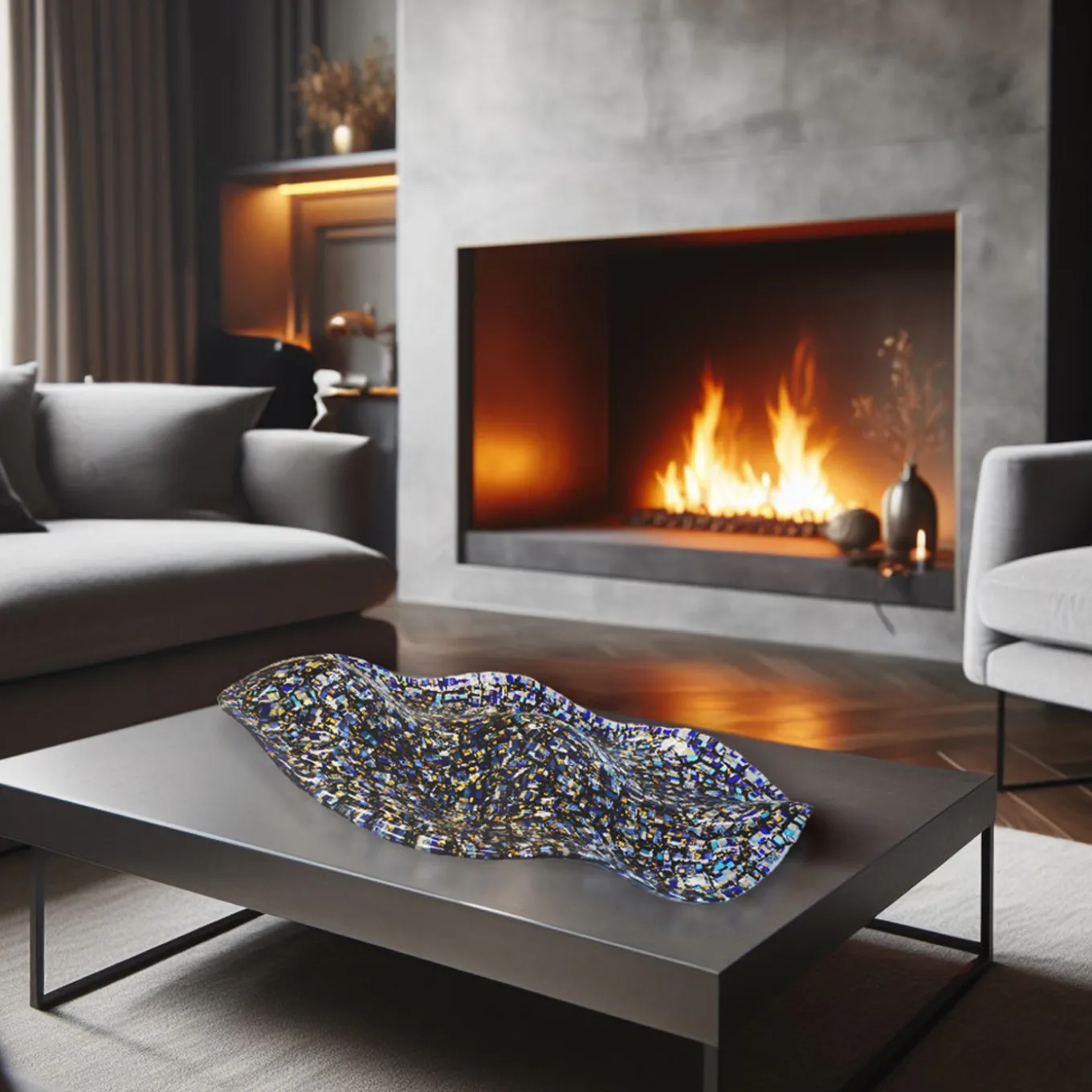 Centrotavola con fiocchi blu Wave Ellisse