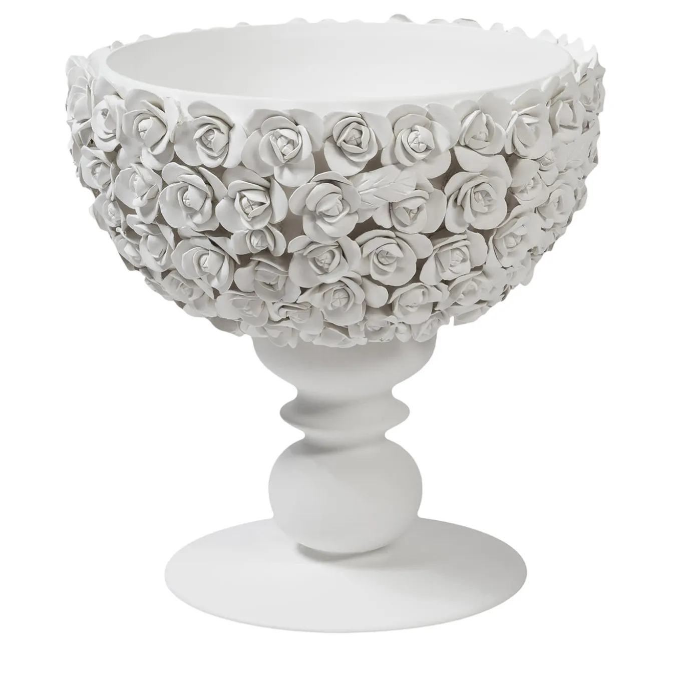 Centrotavola con piedini bianchi fioriti Coco Camelie