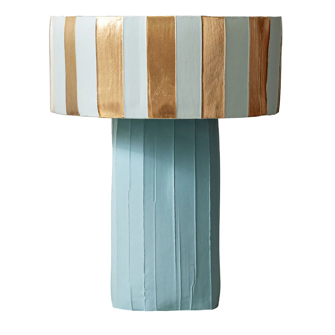 Centrotavola Coppa Ninfea Corteccia D2/Verde Azzurro chiaro con Accenti Dorati